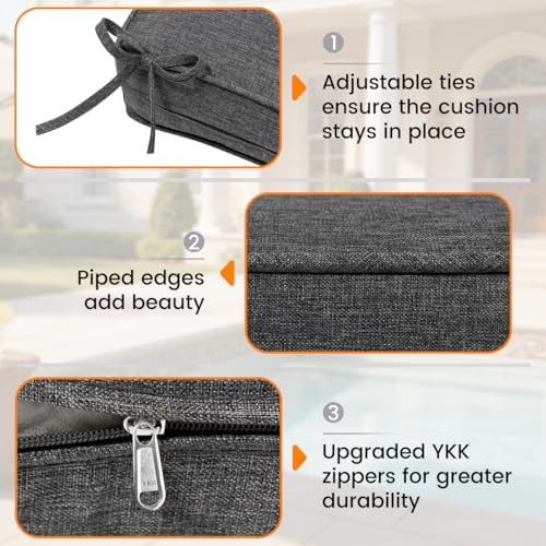 Chaise Lounge Olefin Cushion, Water Resistant Patio Pad Dark Gray 80x26x4