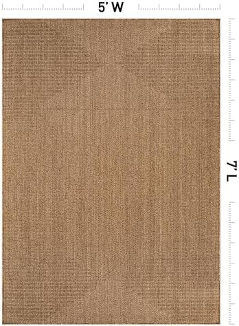 Rugshop Modern Geometric Area Rug Easy-Care Flat Woven Natural/Jute 5' x 7'