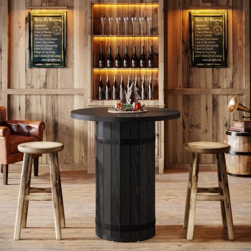 Tribesigns Round Bar Table, 39.4-Inch Bar Height, Bistro Pub Table
