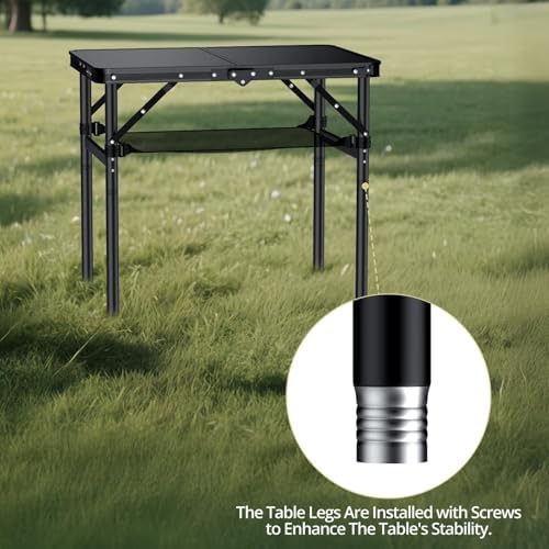 Anbte 2ft Folding Camping Table, 3 Adjustable Height Max 29.5", 23" x 16"