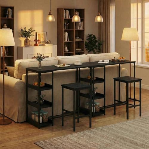 GarveeHome Dining Table Set for 2, Wood Table with Bar Stools