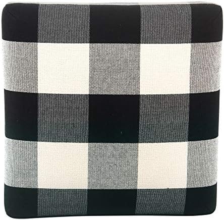 HomePop Open-Back Counter Stool, 24-Inch, Black Plaid