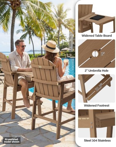 YEFU Tall Adirondack Chairs Set of 2, Oversize Balcony Adirondack Chair Set