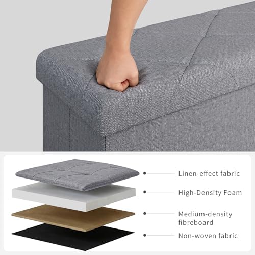 43 Inches Folding Storage Ottoman Bench for Bedroom,660 lb Ottoman with Storage End of Bed Storage Bench,for Bedroom,Living Room,Entryway,Dark Gray（43Wx15Dx15H