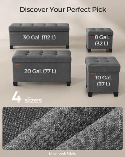 SONGMICS Storage Ottoman Bench, Foldable Foot Rest with Legs