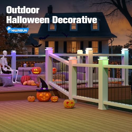 NIORSUN 4x4 Post Solar Lights Color Changing,Solar Post Light,12 Pack White