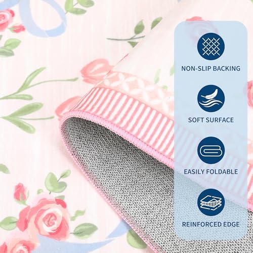 GarveeHome Pink and Blue Rugs for Bedroom Girls, 4x6 Rug for Living Room