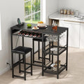 Bar Table and Chairs Set with Power Outlet, Pub Table and Chairs Set for 2