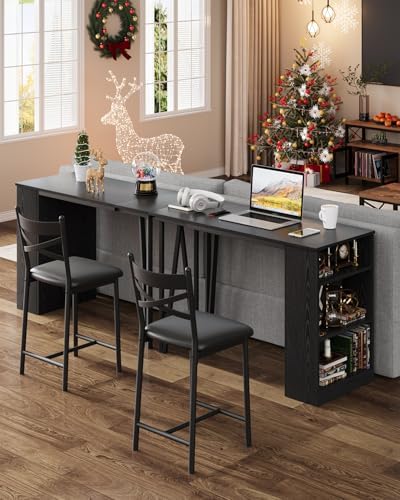 GarveeHome Extendable Bar Table Set for 2, Bar Table and Chairs Set, Black