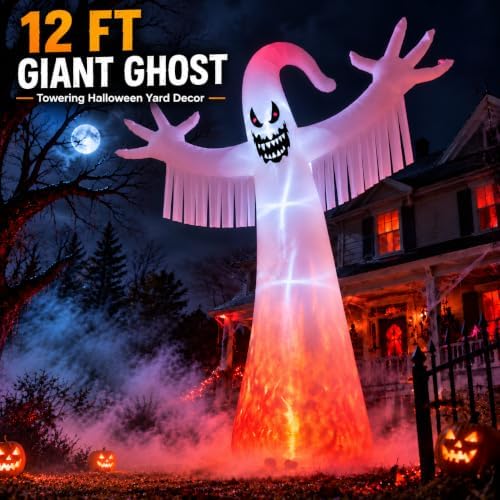 12 FT Giant Halloween Inflatable Ghost, Outdoor Yard Decoration