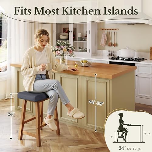 Yaheetech 24 Inch Counter Height Bar Stools Set of 3 Backless