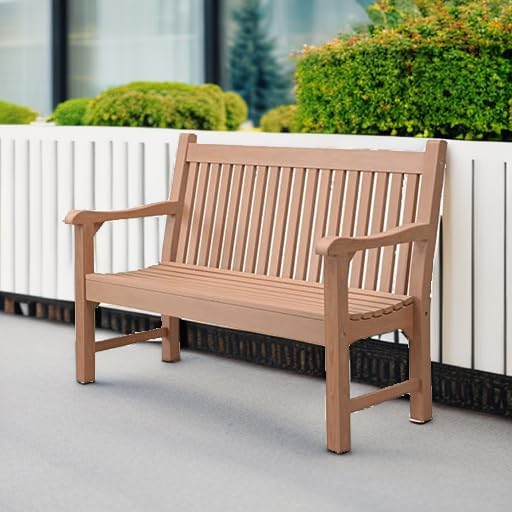 Psilvam 2-Person Outdoor Bench with 700 Lbs Weight Capacity, Teak
