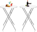 2 Pack 32 in Folding Cocktail Tables, Round, White