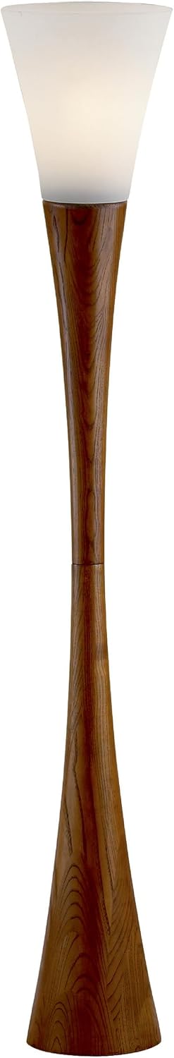 Adesso Floor Lamp, Bronze & Walnut Poplar Wood, Modern Design, 68”