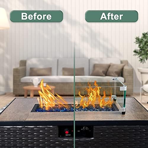 MESIDA 23.5"x23.5"x6" Fire Pit Glass Wind Guard, Tempered Glass Firepit Table Shield, Thick and Sturdy, with Hard Aluminum Corner Bracket