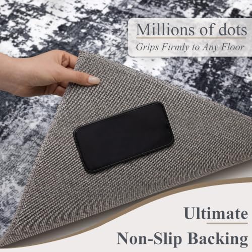 Sasttie 6x9 Washable Area Rug, Modern Abstract Carpet, Black & White