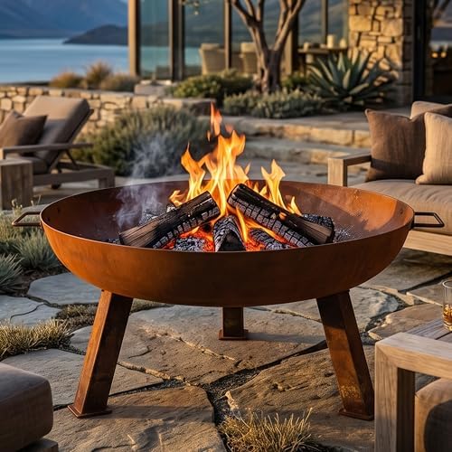 Sunnydaze 30" Heavy-Duty Cast Iron Fire Pit Bowl for Outside, Wood-Burning
