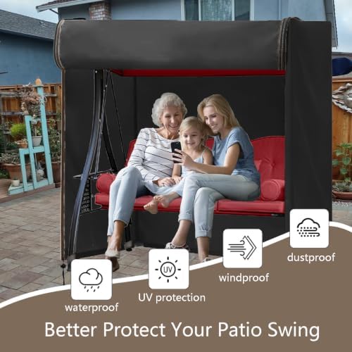 FLYMEI Outdoor Swing Cover 3Seater, 87'' (L) x 60''(W) x 72''(H), Black