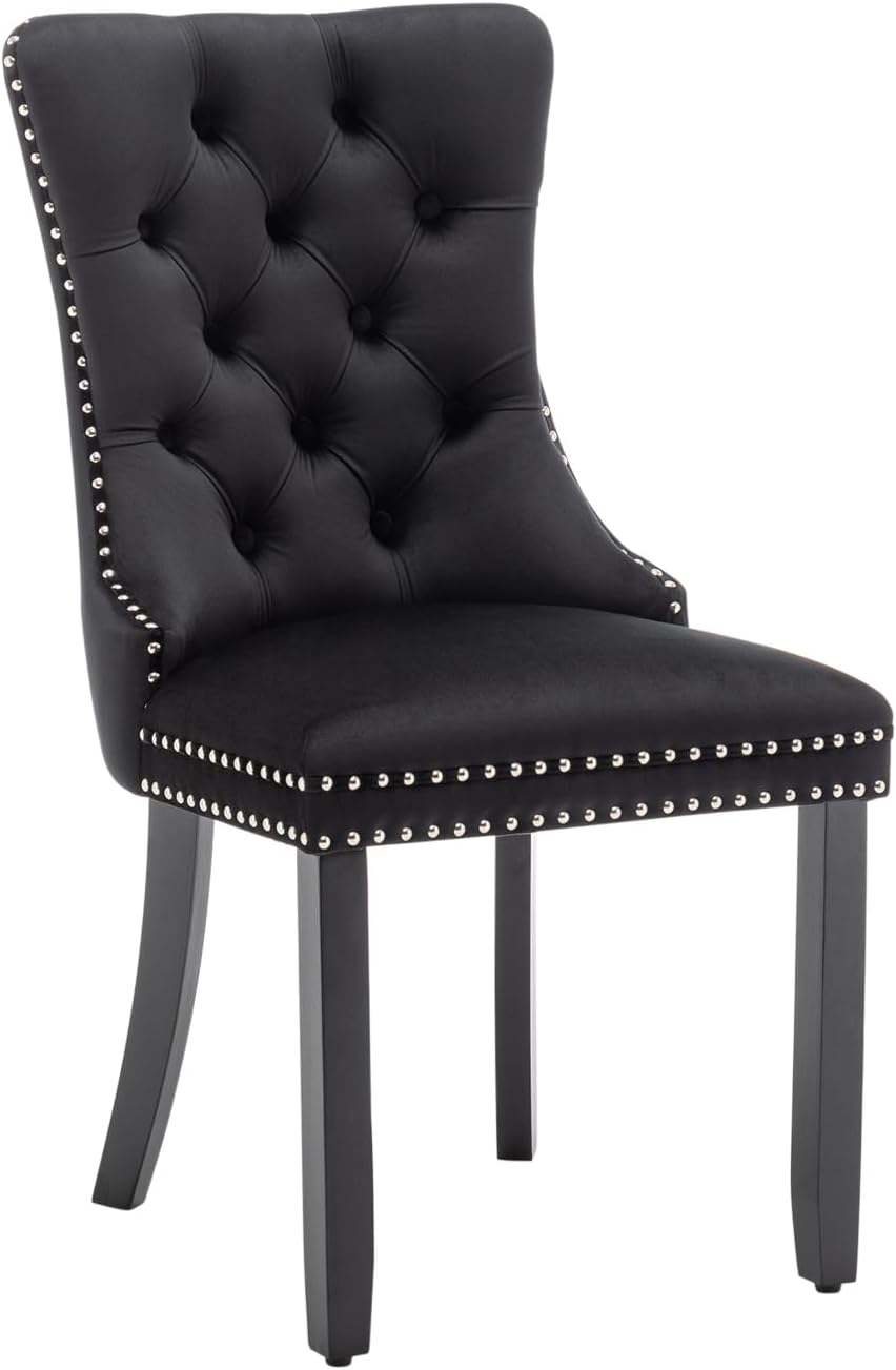 Eifizek Dining Chairs Set of 4 Upholstered Chairs with Tufted Back, Black