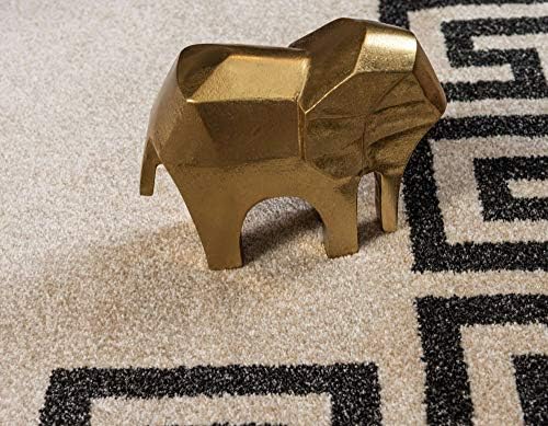 Unique Loom Athens Collection Classic Geometric Modern Border Design Area Rug, 2 ft x 6 ft, Beige/Black