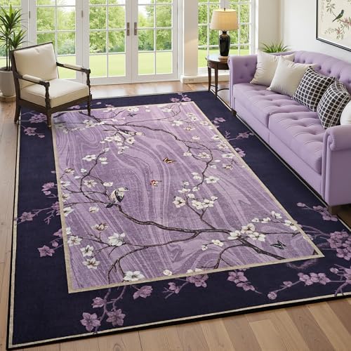 Foxmas 6x9 Purple Floral Area Rug