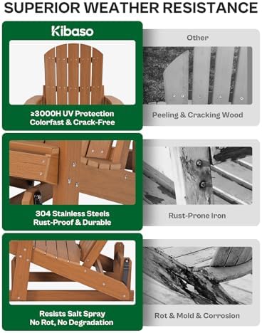 Adirondack Chairs, All-Weather Outdoor Gliders Set of 2,Teak