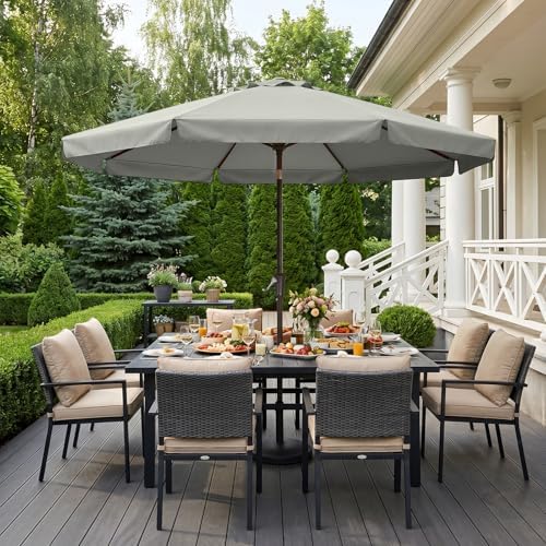ABCCANOPY 9FT Scalloped Patio Umbrella Table Market Umbrella, Light Gray