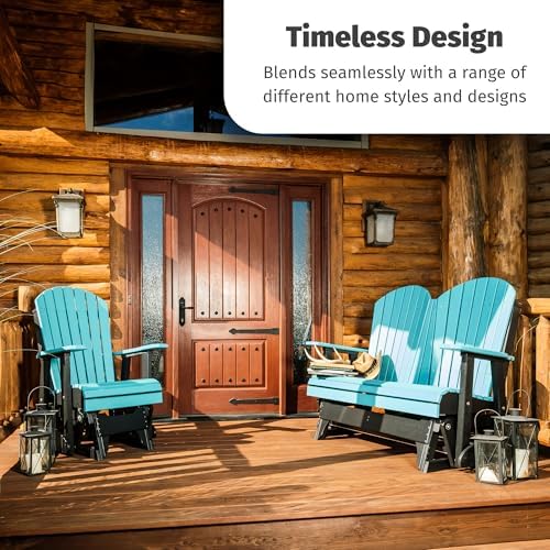 LuxCraft 2' Adirondack Glider Chair, Outdoor Patio Rocking Glider, Gliding Rocker for Outside (Cedar & Black)