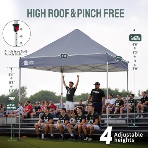 CROWN SHADES Commercial 8x8 Pop Up Canopy,Canopy Tent,Gray
