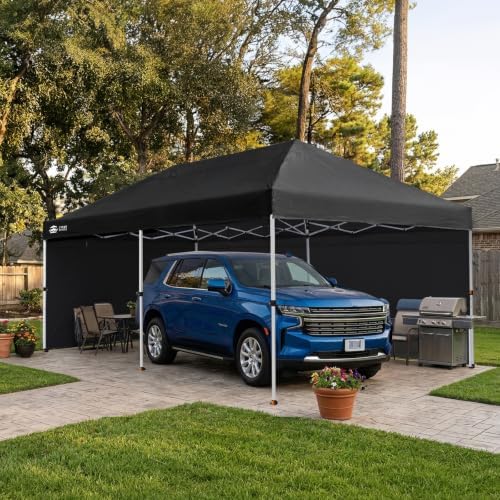 CROWN SHADES 10x20 Pop Up Canopy Tent, Event Shelter, Black