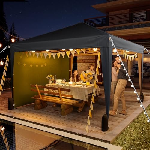 Driftalia 10x10 Pop Up Canopy Tent with Sidewalls, One-Push Instant Setup