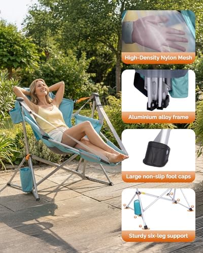 KingCamp Hammock Camping Chair with Footrest & Breathable Mesh Back 400 lbs