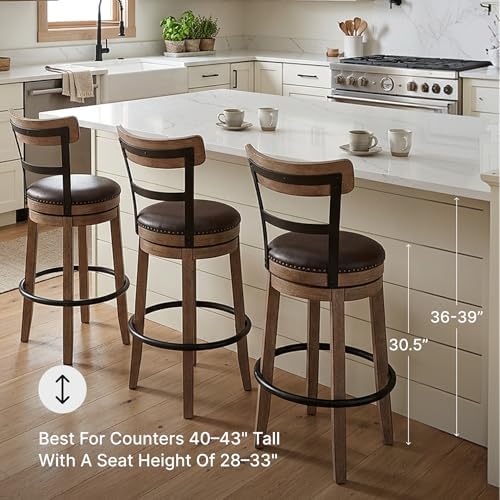 Signature Design by Ashley Pinnadel 30" Swivel Bar Height Barstool, Brown
