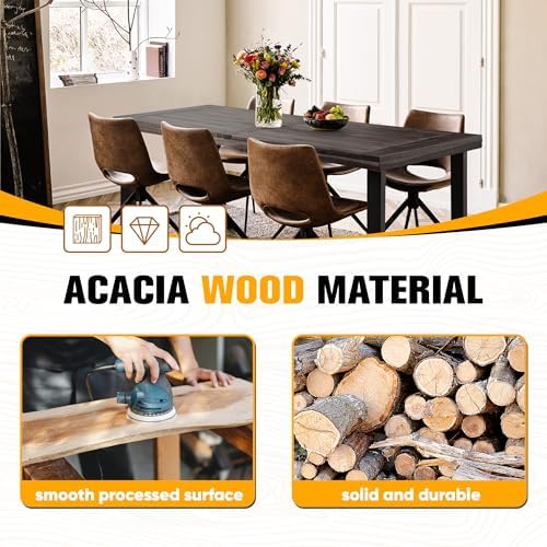 Flamaker Outdoor Acacia Wood Dining Table for 6, Deep Brown