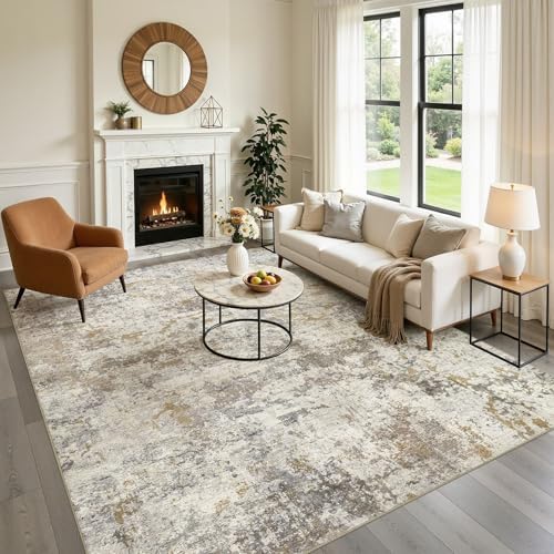 kakania Washable 10x14 Area Rug for Living Room: Abstract Modern Home Decor