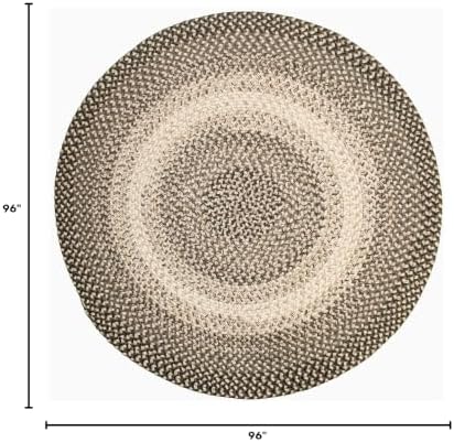 Super Area Rugs Braided Rug Round 8ft Farmhouse Kitchen Rug - Ridgewood Braided Carpet for Living Room - Reversible - Indoor/Outdoor - Made in USA - Brown Velvet/Beige, 8' Round
