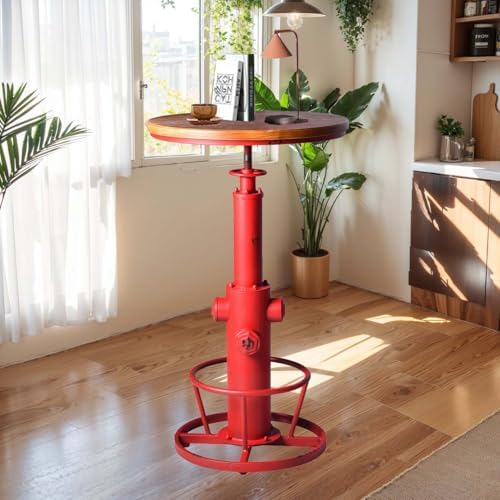 Topower Industrial Bar Table 38.58-48.43" Adjustable Pub Table Kitchen Dining Coffee Bistro Table Antique Red