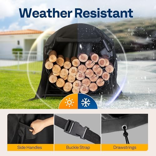 VIVOHOME 40 Inches Firewood Log Rack Hoop with Cover