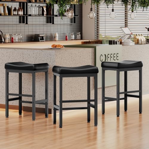 RALGEND Bar Stools Set of 3, Counter Height Stools, Kitchen Stools