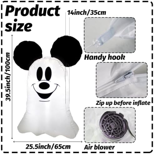 Halloween Inflatable Outdoor Decoration,Mouse Theme Cute Ghost Blow Up Outdoor for Halloween Party Garden Lawn Decor