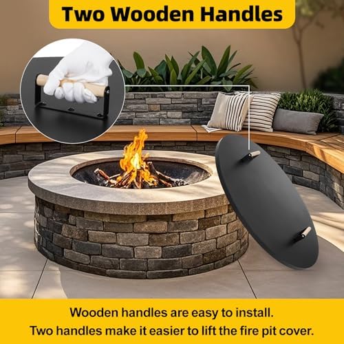 G GOOD GAIN Firepit Lid Round 34 Inch,Rust Resistant Fire Pit Lid Cover