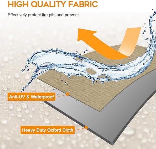BALI OUTDOORS Round Smokeless Fire Pit 24.8 Inch Rain Cover All-Weather Waterproof Outdoor Fire Pit Cover Heavy Duty & Weather Resistant Oxford Fabric Covers