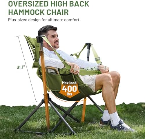 TIMBER RIDGE Hammock Camping Chair, Oversized Swinging Chair, 400lbs Load