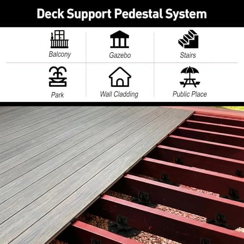 50-Pack Adjustable Deck Support Pedestals, 1-3/16"-2-3/8" H, Black