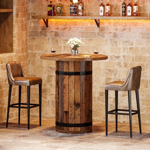 Tribesigns Round Bar Table, 39.4-Inch Bar Height, Bistro Pub Table