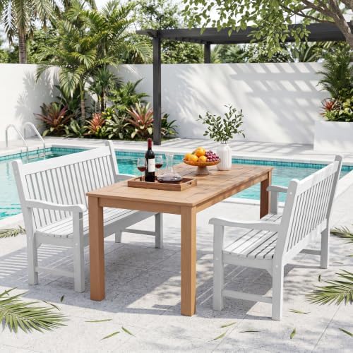 Psilvam 2-Person Outdoor Bench with 700 Lbs Weight Capacity, White