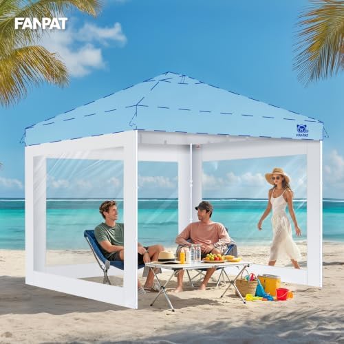FANPAT 3Pcs Clear Sidewalls for 10x10 Pop Up Canopy, White(Sidewalls only)