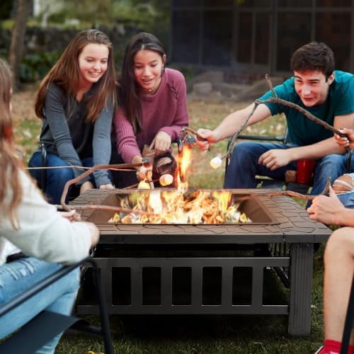 ZENY 32 inch Outdoor Fire Pit with Grill