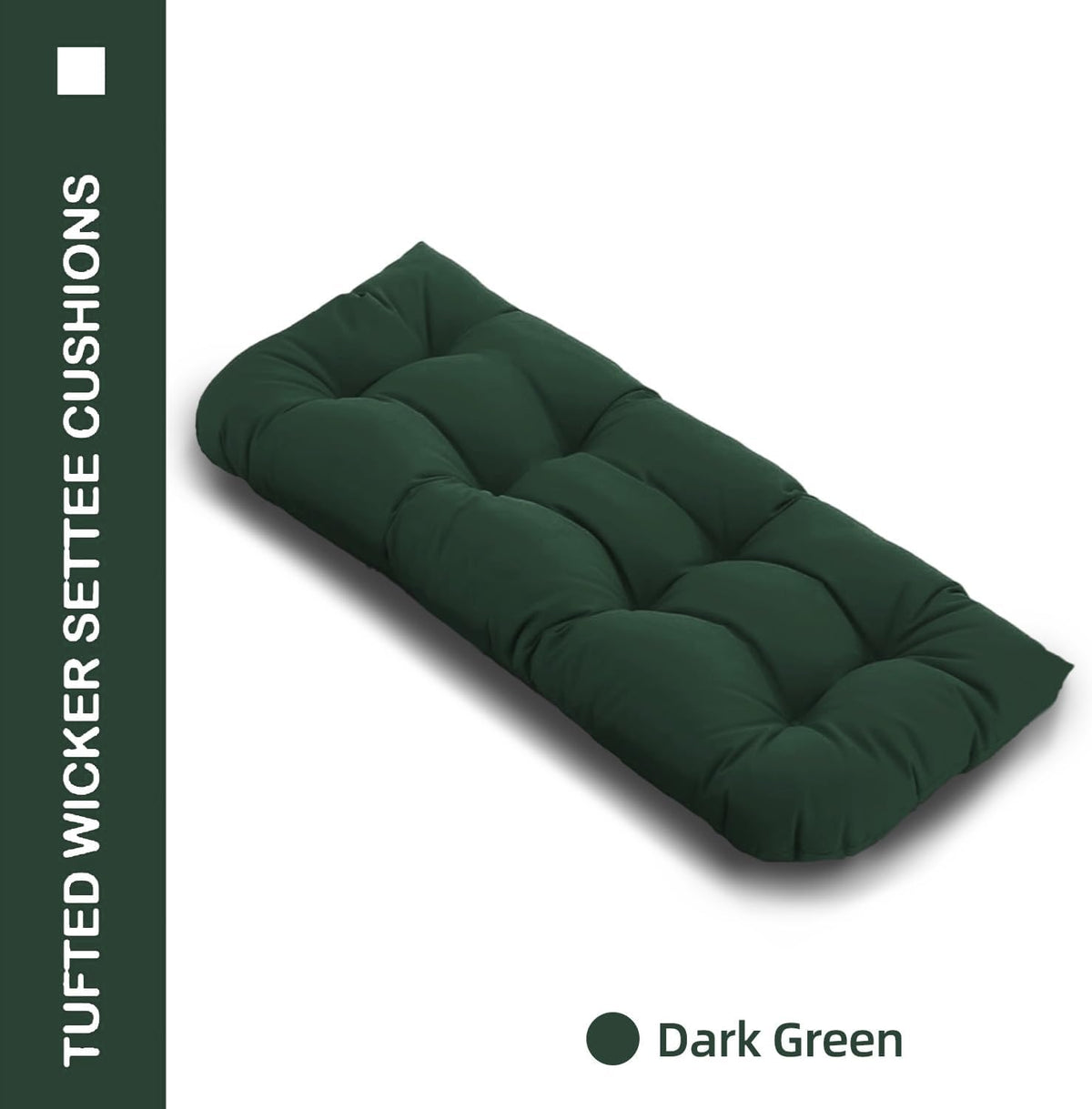 Outdoor Bench Cushion 41x19x4 Inch Loveseat Pad, Dark Green