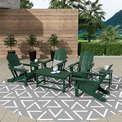 WestinTrends Malibu 3-Piece Set Outdoor Coffee and Side Table for Adirondack Chair, Dark Green